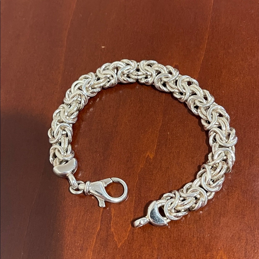 * Price Firm* Sterling Silver Byzantine Bracelet 7” - Picture 8 of 14